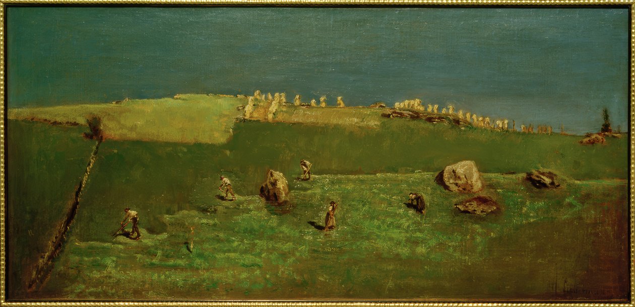 Los segadores - Cosecha de heno en Tirol de Max Liebermann