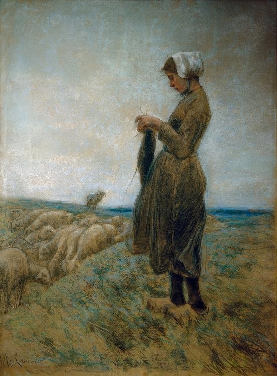 Pastora holandesa (Pastora tejiendo) de Max Liebermann