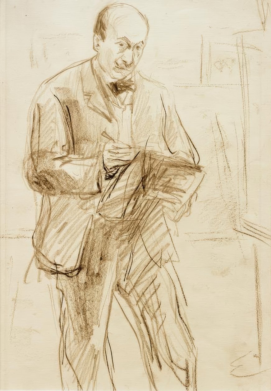 Max Liebermann / Autorretrato, dibujando de Max Liebermann