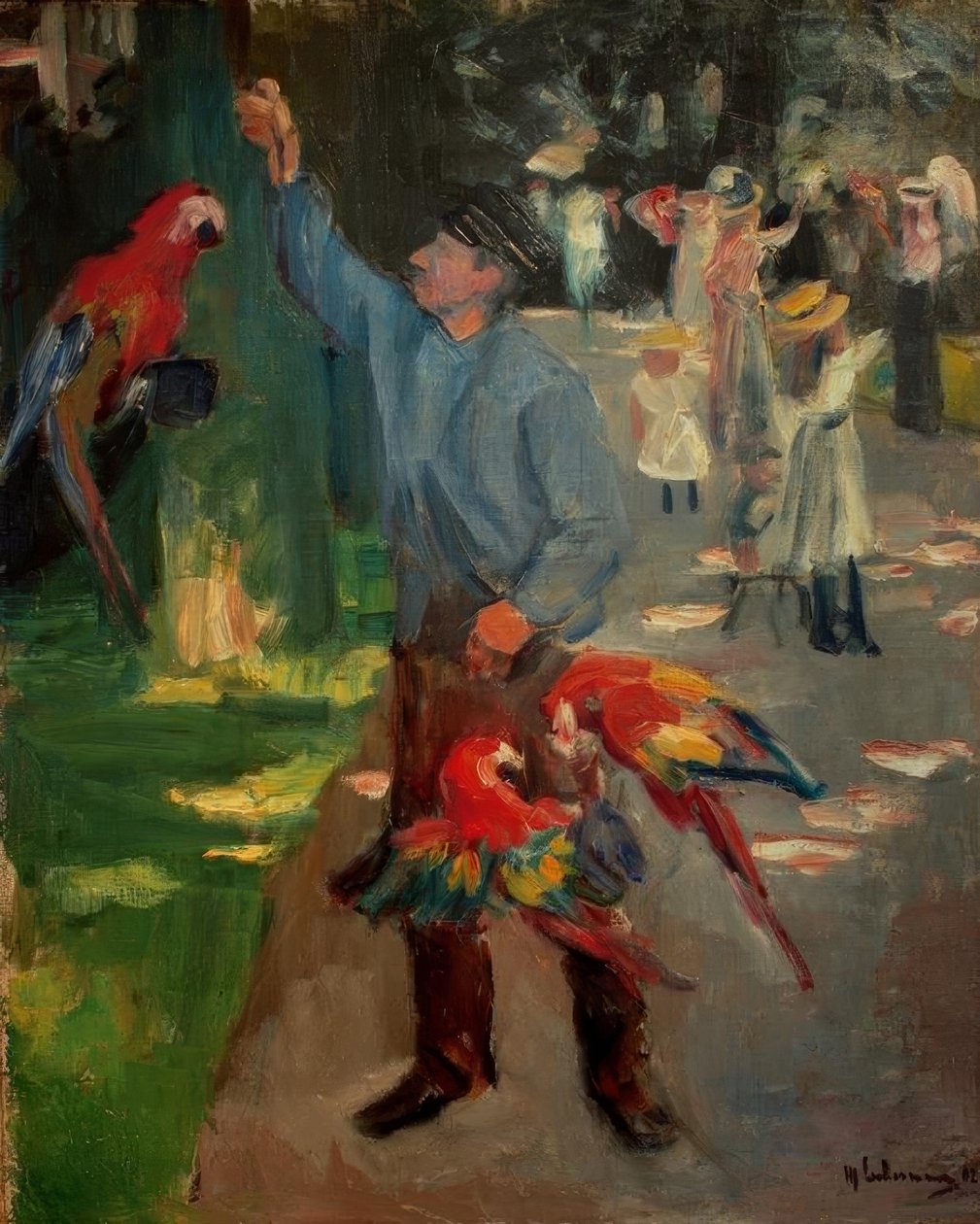Hombre con Loro en el Zoológico de Ámsterdam de Max Liebermann