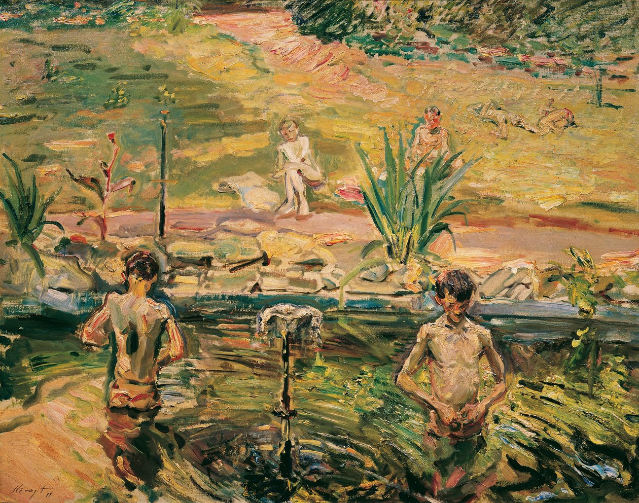 bañándose chicos de Max Slevogt