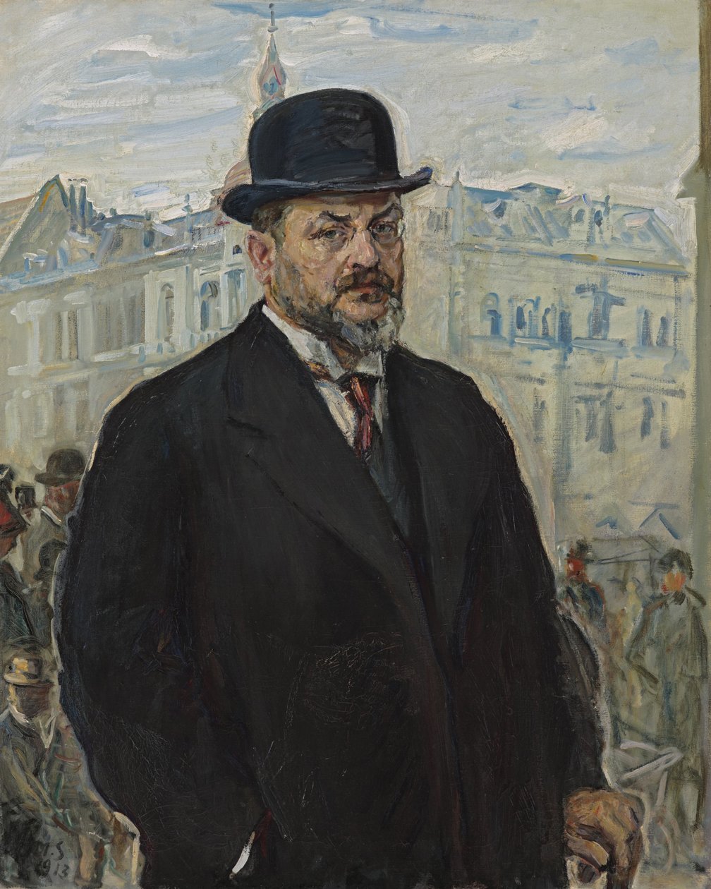 Autorretrato con sombrero negro de Max Slevogt