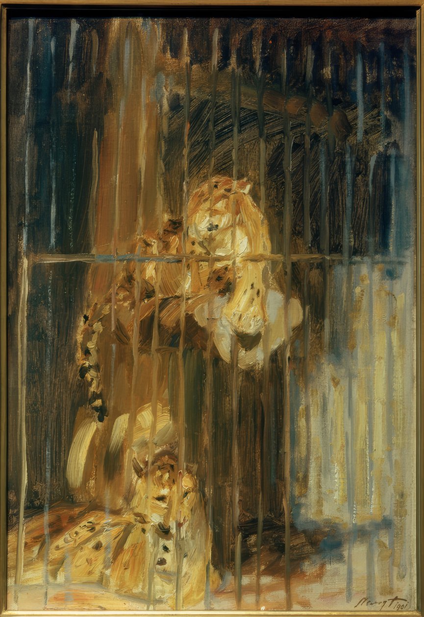 Dos leopardos en la jaula de Max Slevogt