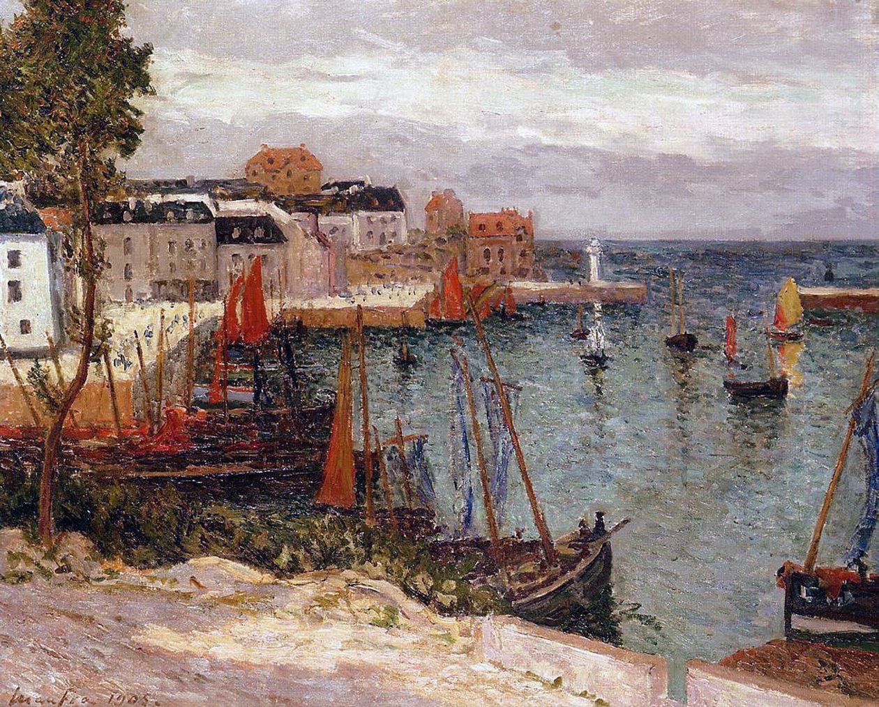 El puerto de Sauzon, Belle-Isle, Bretaña, 1905 de Maxime Emile Louis Maufra