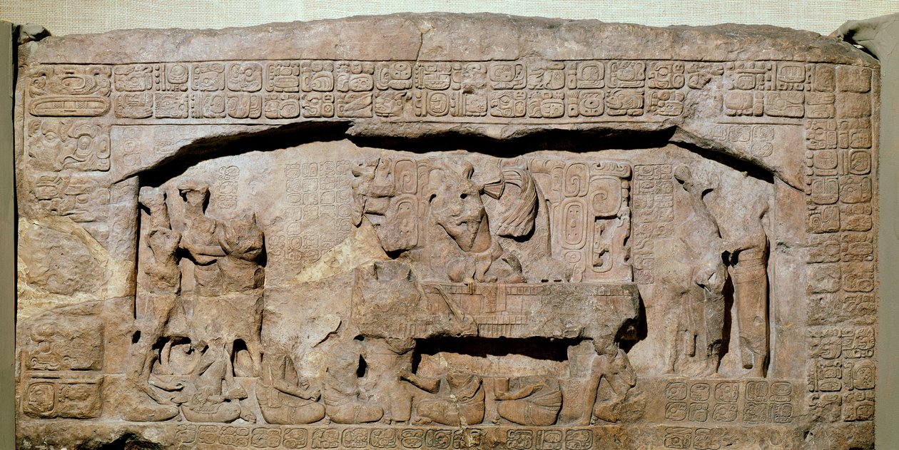 Dintel 3 de Piedras Negras, Petén, Guatemala, Período Clásico Tardío (600-900 d.C.) de Mayan