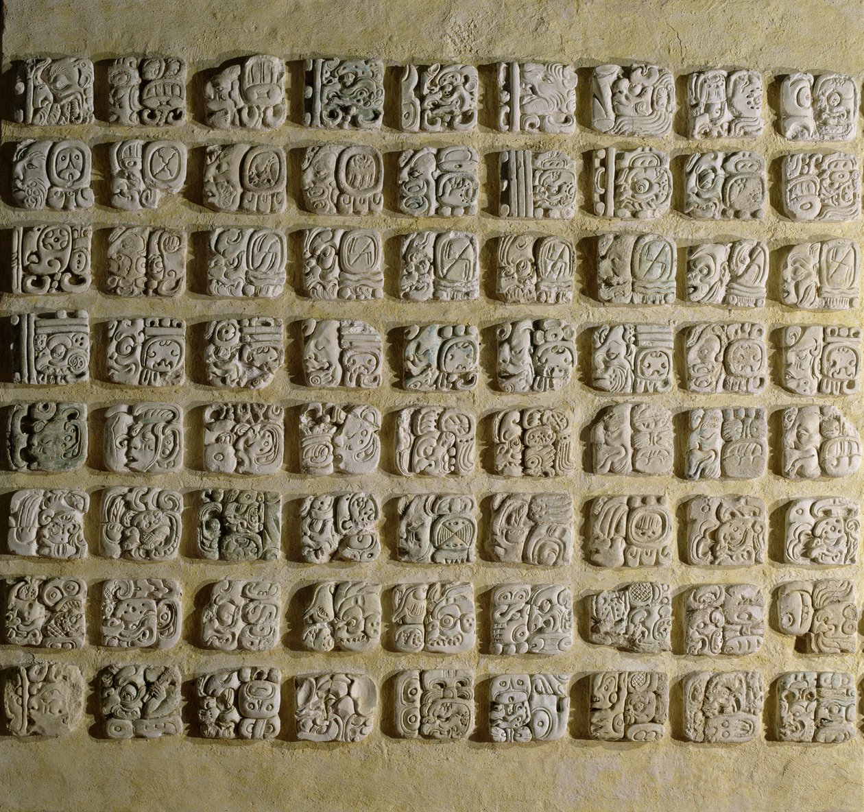 Panel de glifos, del Templo XVIII, Palenque, Chiapas, México, Período Clásico Tardío de Mayan