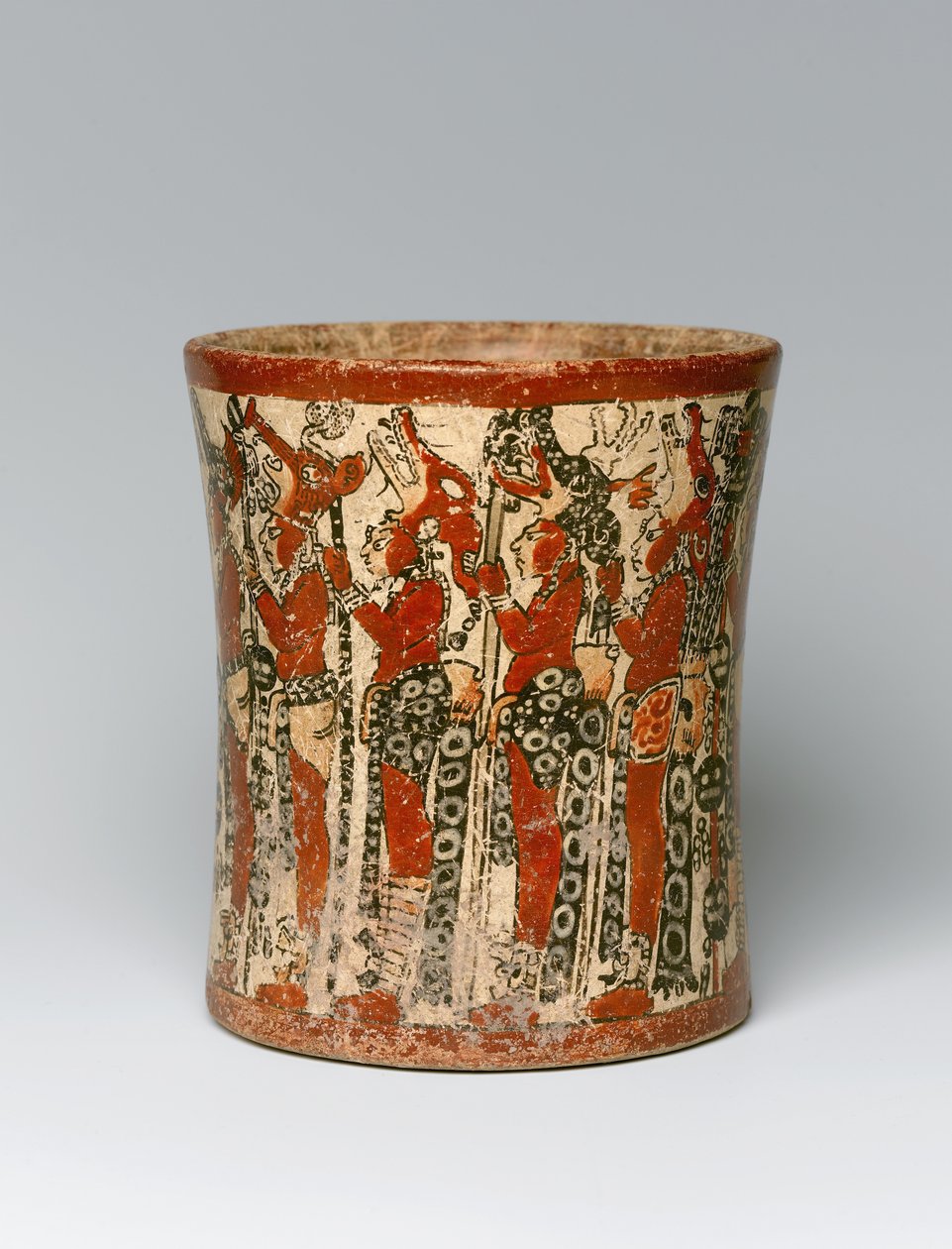 Vasija cilíndrica, encontrada en Yucatán, México, c.550-950 de Mayan