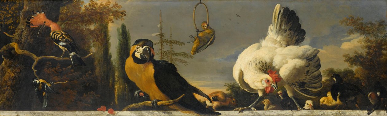 Pájaros en una balaustrada de Melchior d