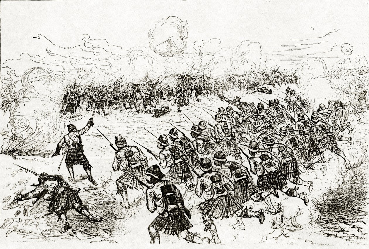 La Guardia Negra cargando las trincheras en la batalla de Tel el-Kebir, publicado en 