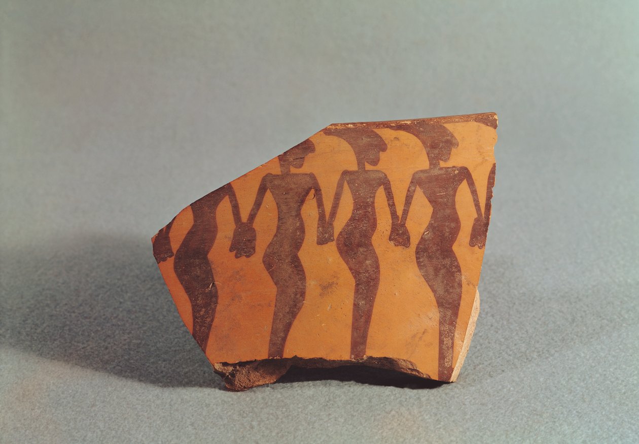 Fragmento de cerámica que representa mujeres bailando, c.5000-4000 de Mesopotamian