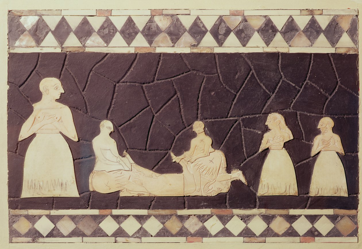 Escena sacrificial (mosaico) de Mesopotamian