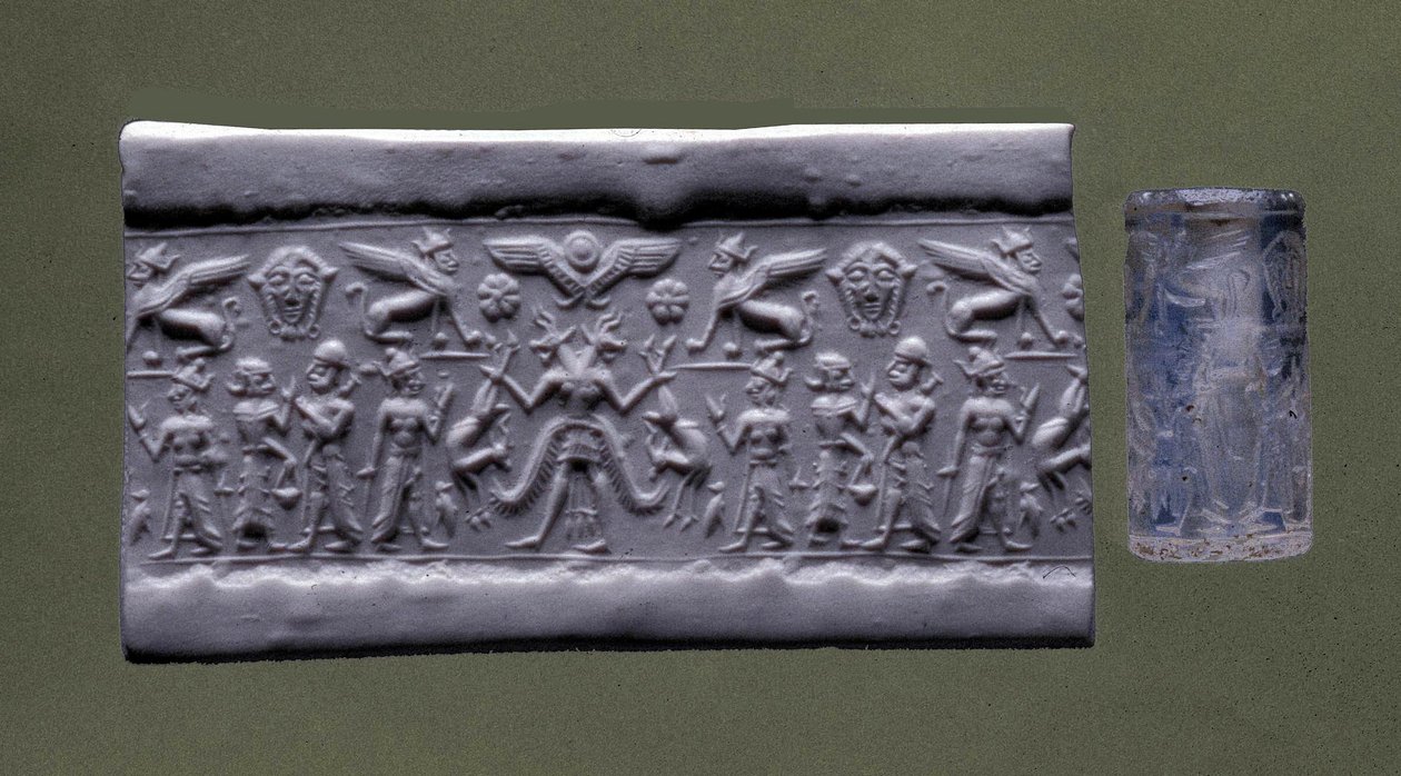 Sello cilíndrico, Siria del Norte de Mesopotamian Mesopotamian