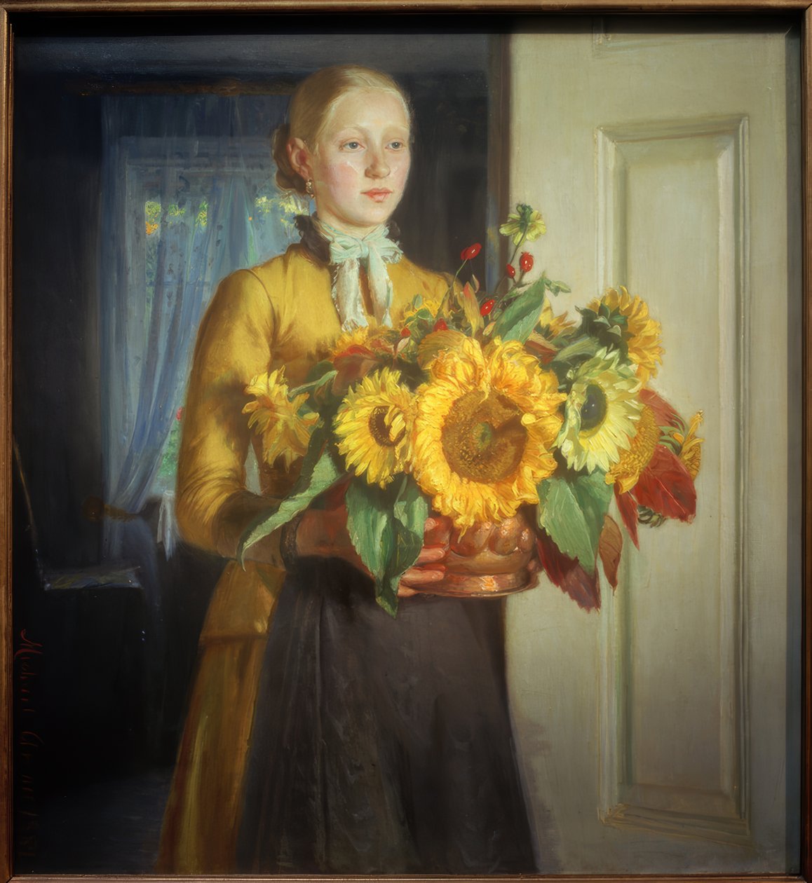Niña con girasoles de Michael Peter Ancher