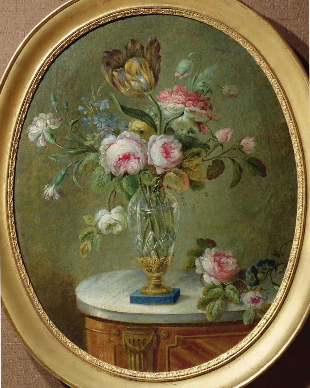 Jarrón de flores sobre una mesa de Michel Bellange
