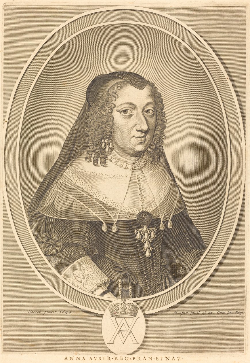 Ana de Austria de Michel Lasne after Jean Nocret