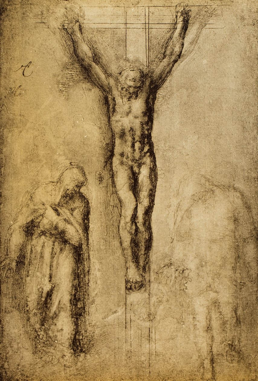 Crucifixión; dibujo de Miguel Ángel. El Louvre, París de Michelangelo Buonarroti