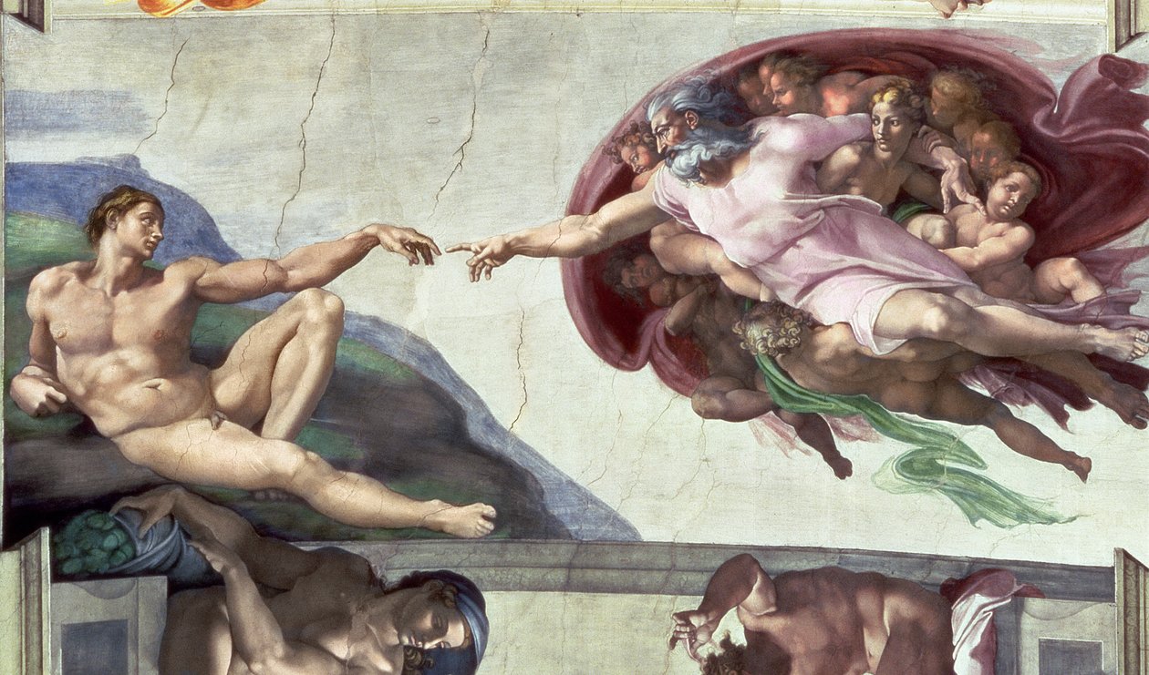 Techo de la Capilla Sixtina (1508-12): La creación de Adán de Michelangelo Buonarroti