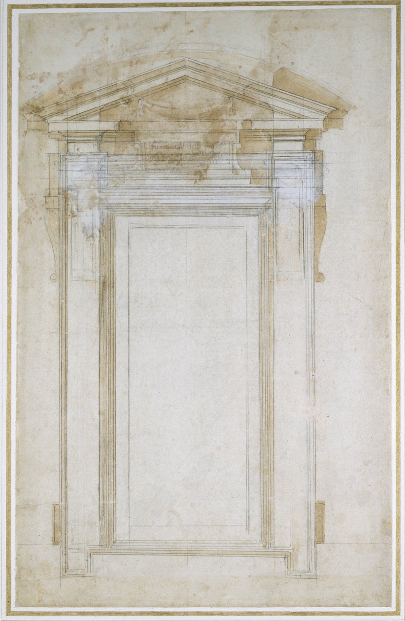 Estudio de una ventana con frontón triangular, c.1546 de Michelangelo Buonarroti