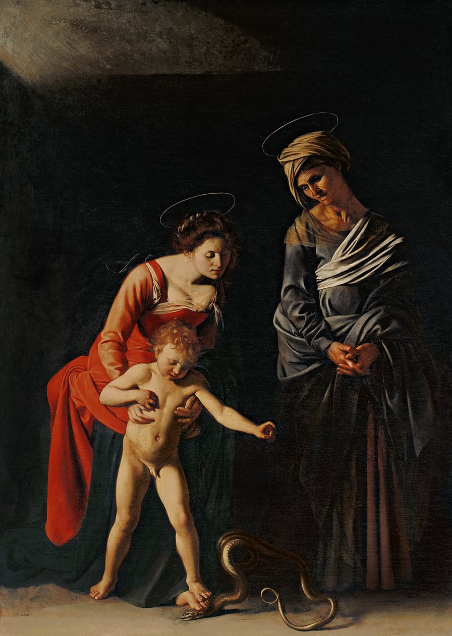 Madonna y el Niño con una serpiente, 1605 de Michelangelo Merisi Caravaggio