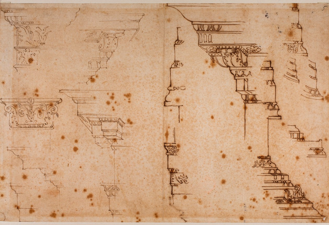 Estudios de elementos arquitectónicos de Michelangelo Buonarroti