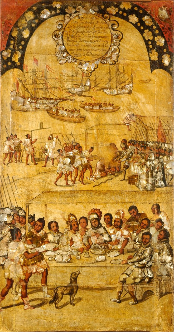 La conquista de México. Tabla I de Miguel Gonzales