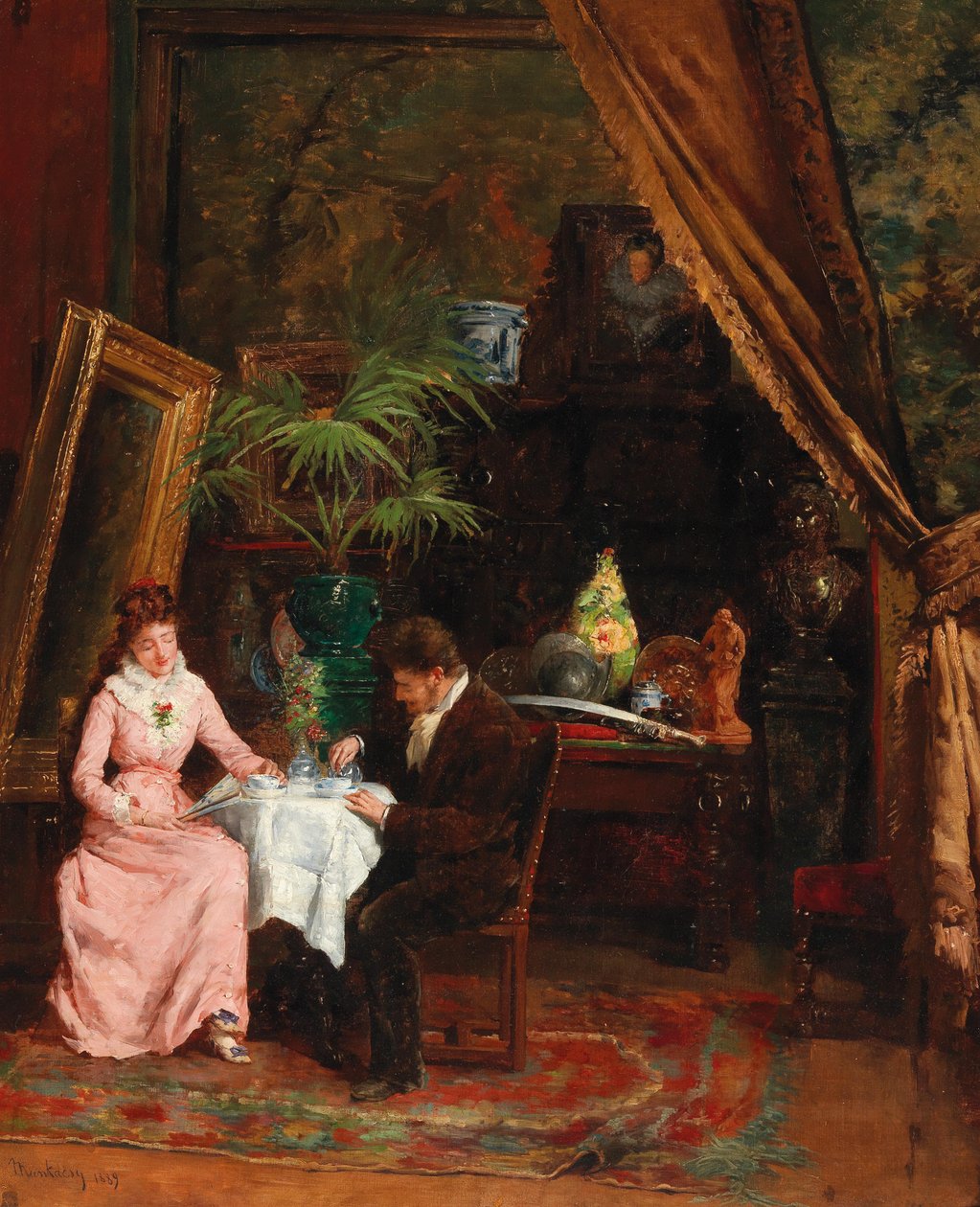 Interior de salón de Mihály Munkácsy