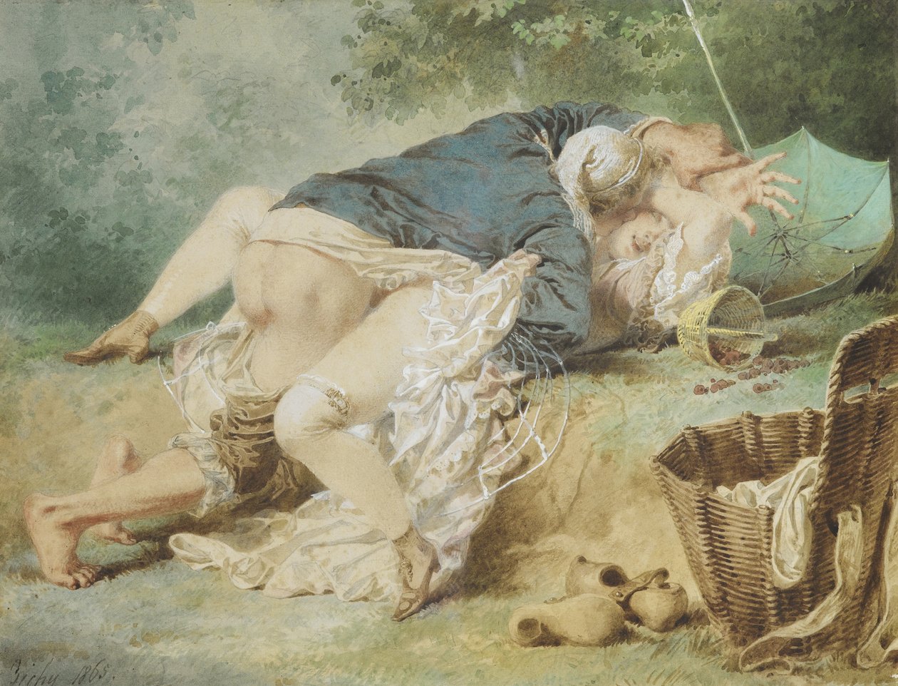 Amantes en un parque, 1865 de Mihaly von Zichy