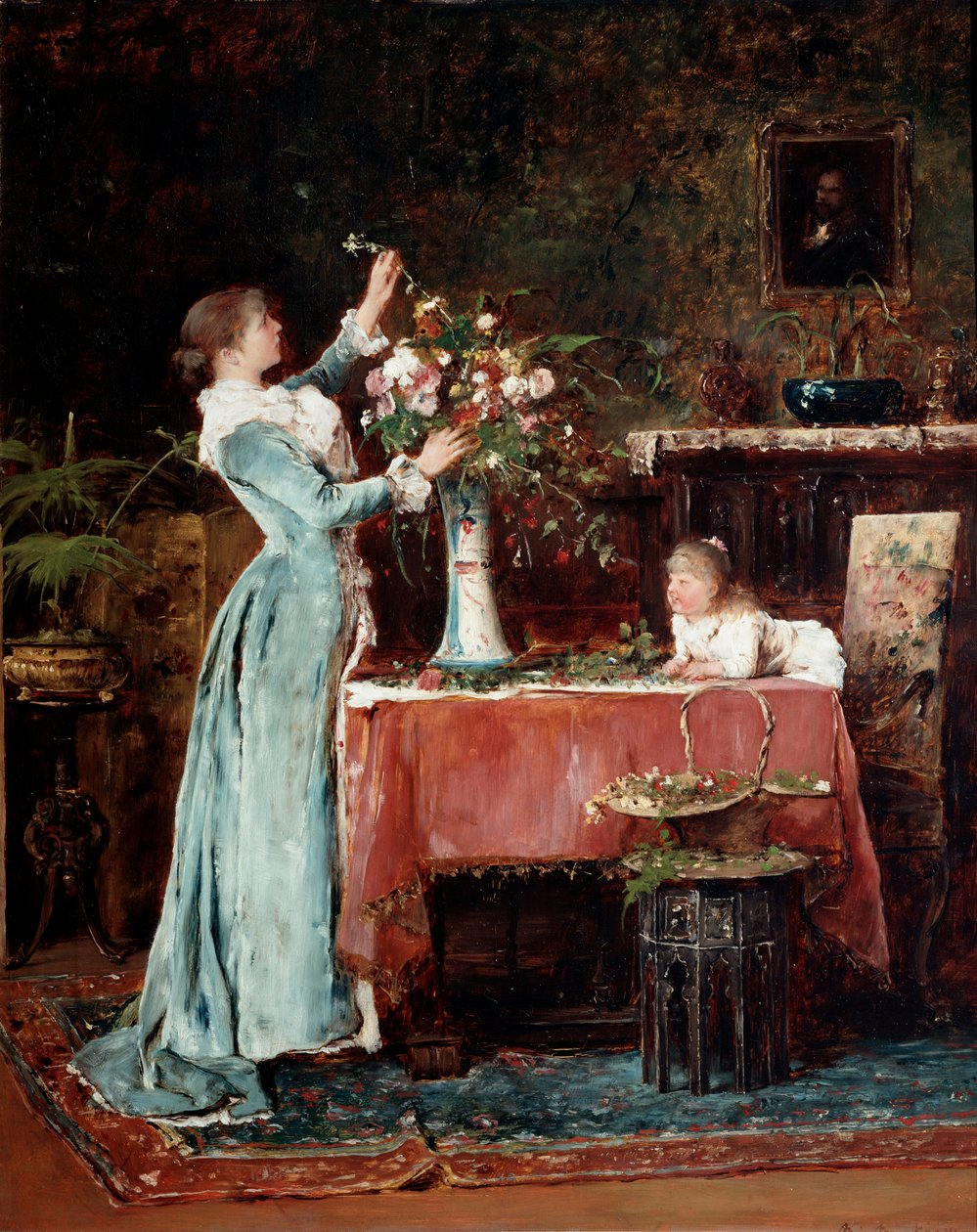 Componiendo un ramo, 1880s de Mihály Munkácsy