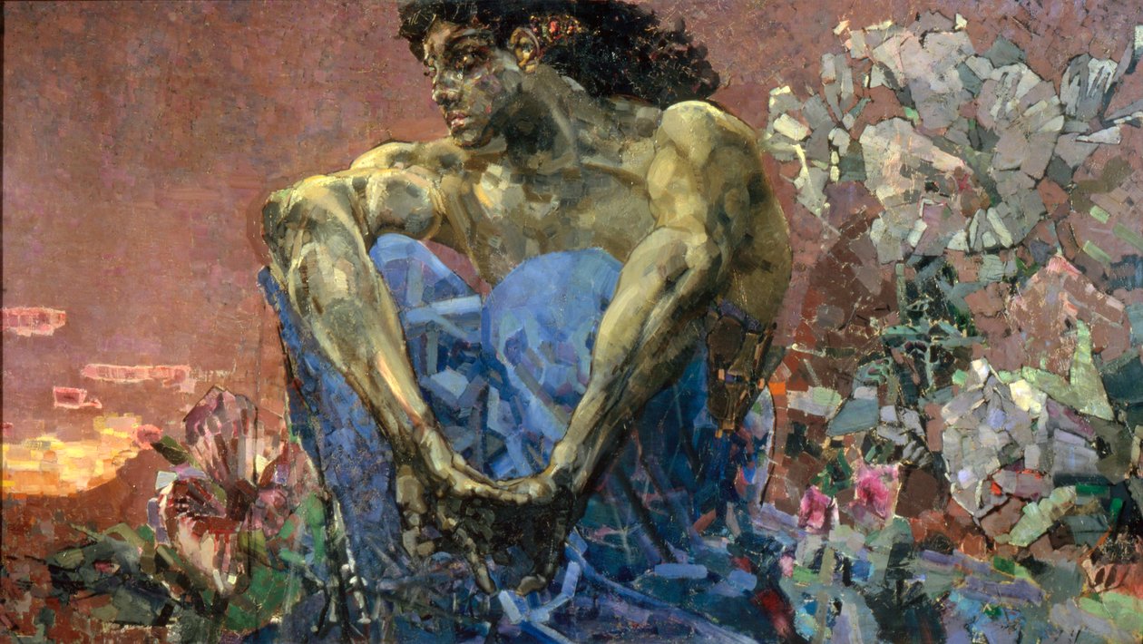 Demonio sentado en un jardín, 1890 de Mikhail Aleksandrovich Vrubel