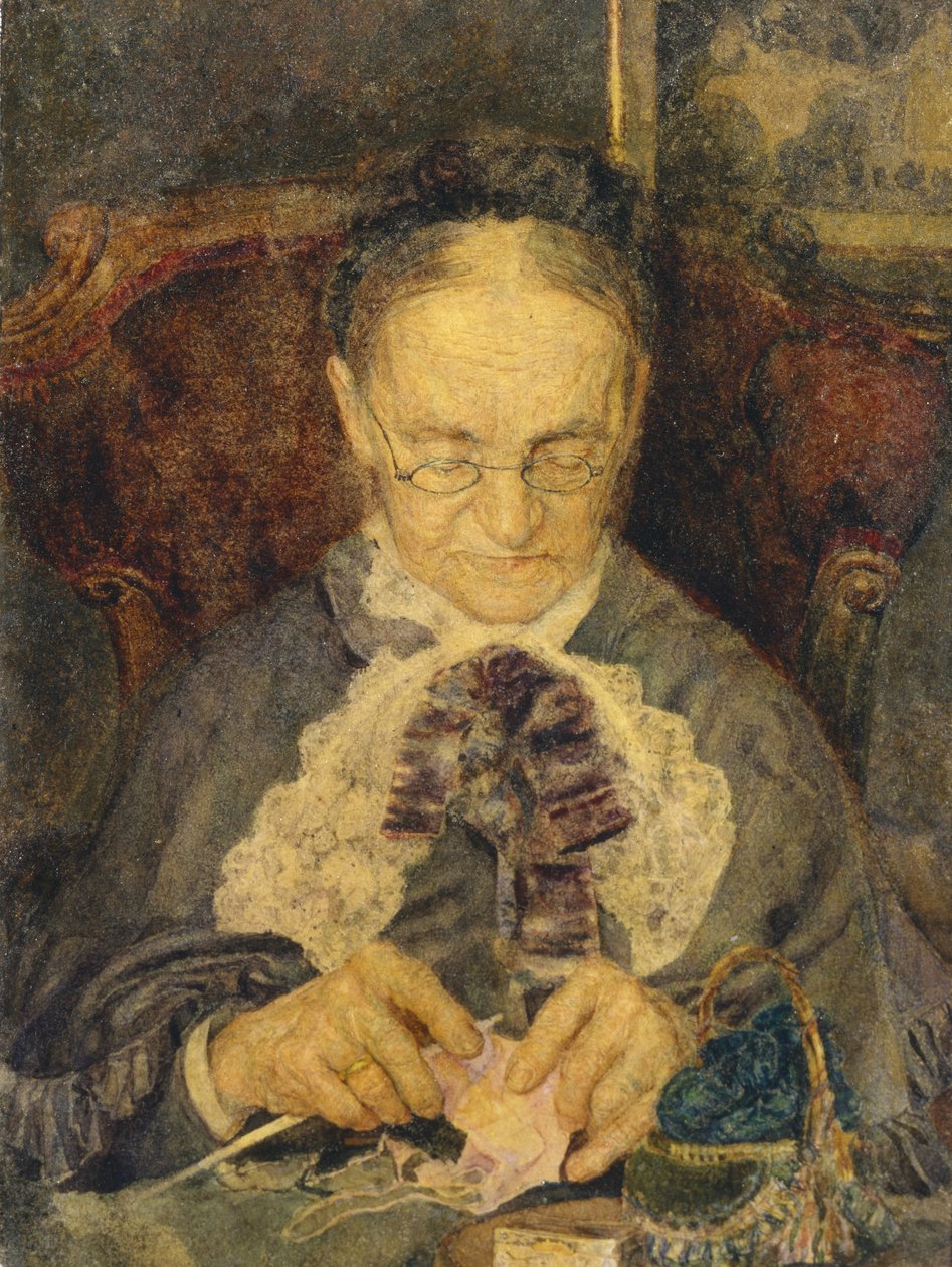 Abuela Knorre tejiendo, 1883 de Mikhail Aleksandrovich Vrubel