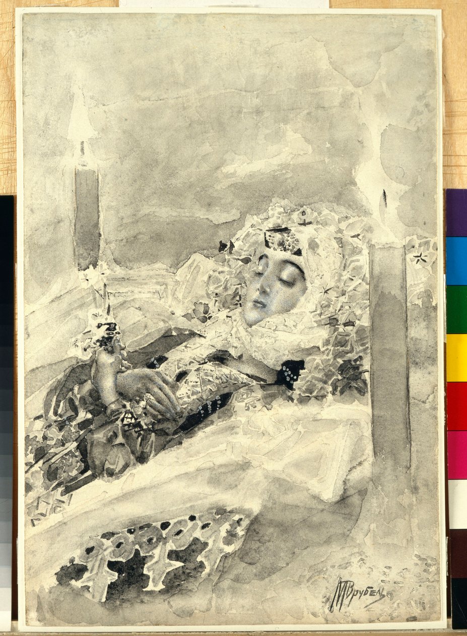 Tamara en el ataúd de Mikhail Aleksandrovich Vrubel