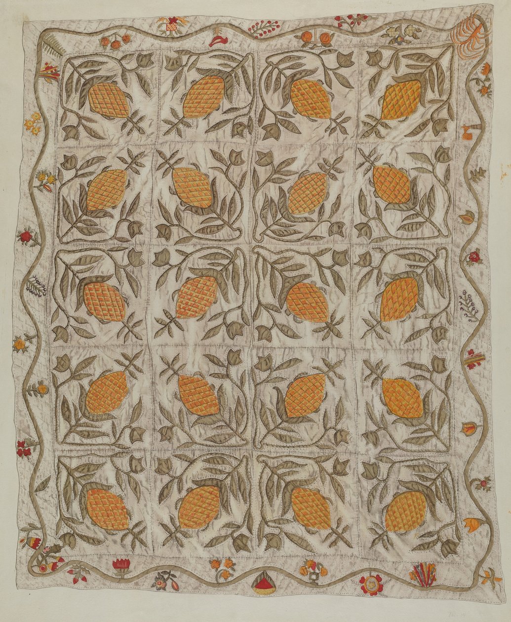 Colcha de piña de Mildred E. Bent