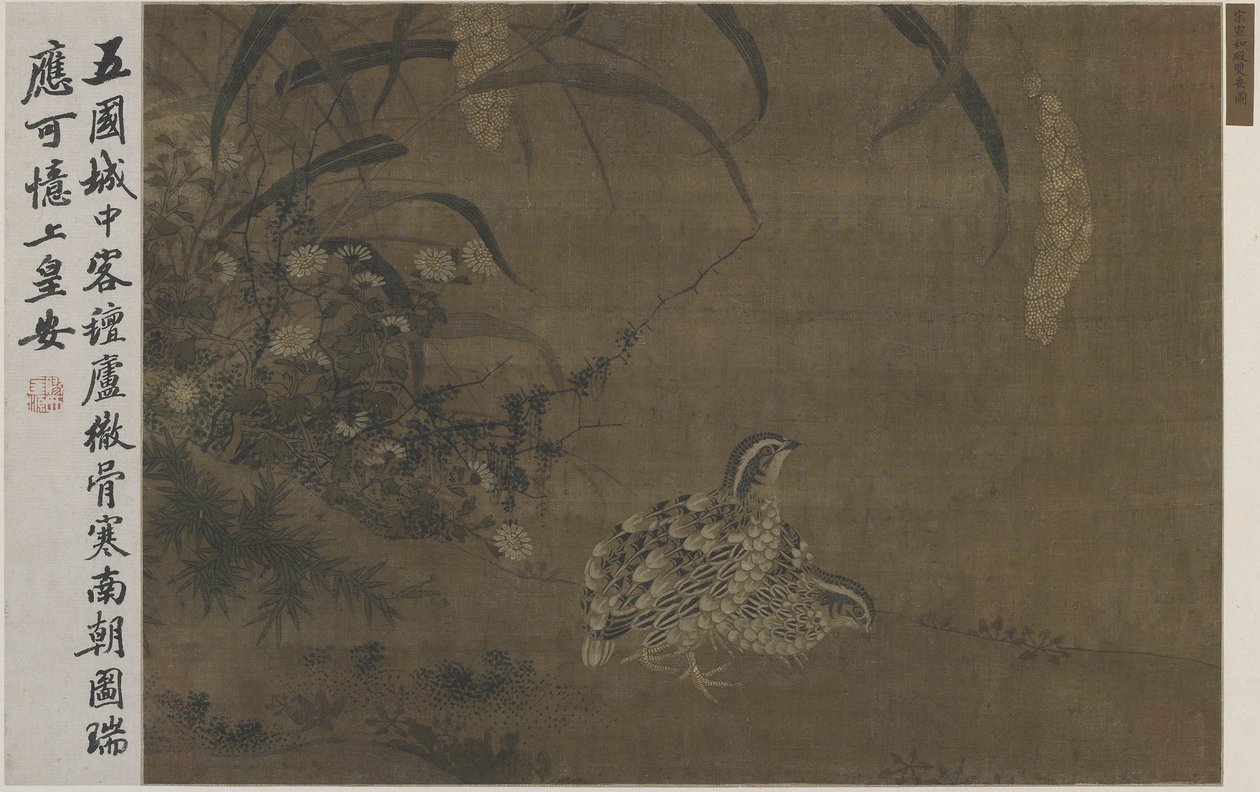 Codorniz y mijo de Ming Dynasty Chinese School