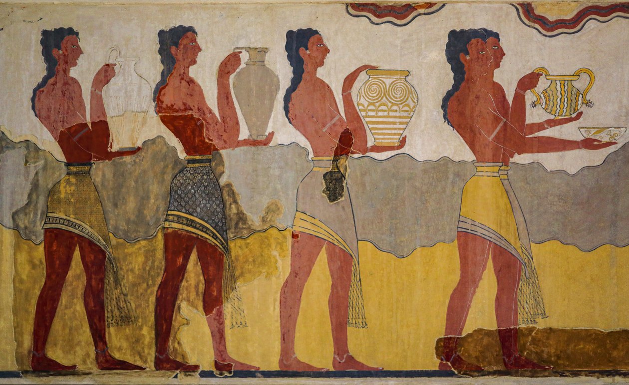 Reconstrucción del fresco de la procesión de Minoan