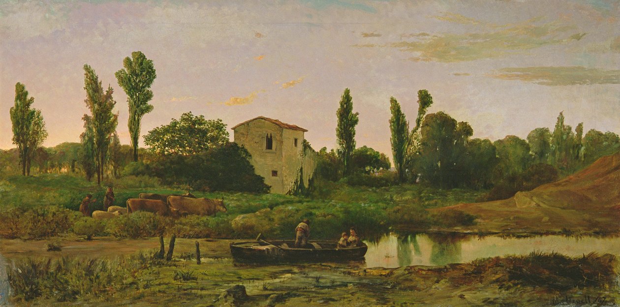 Paisaje con Barco, 1867 de Modest Urgell