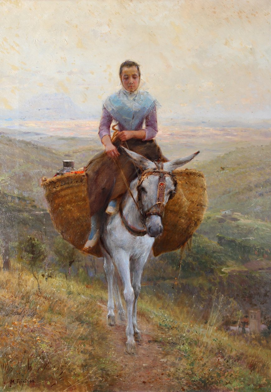 Mujeres montando un burro de Modesto Teixidor y Torres
