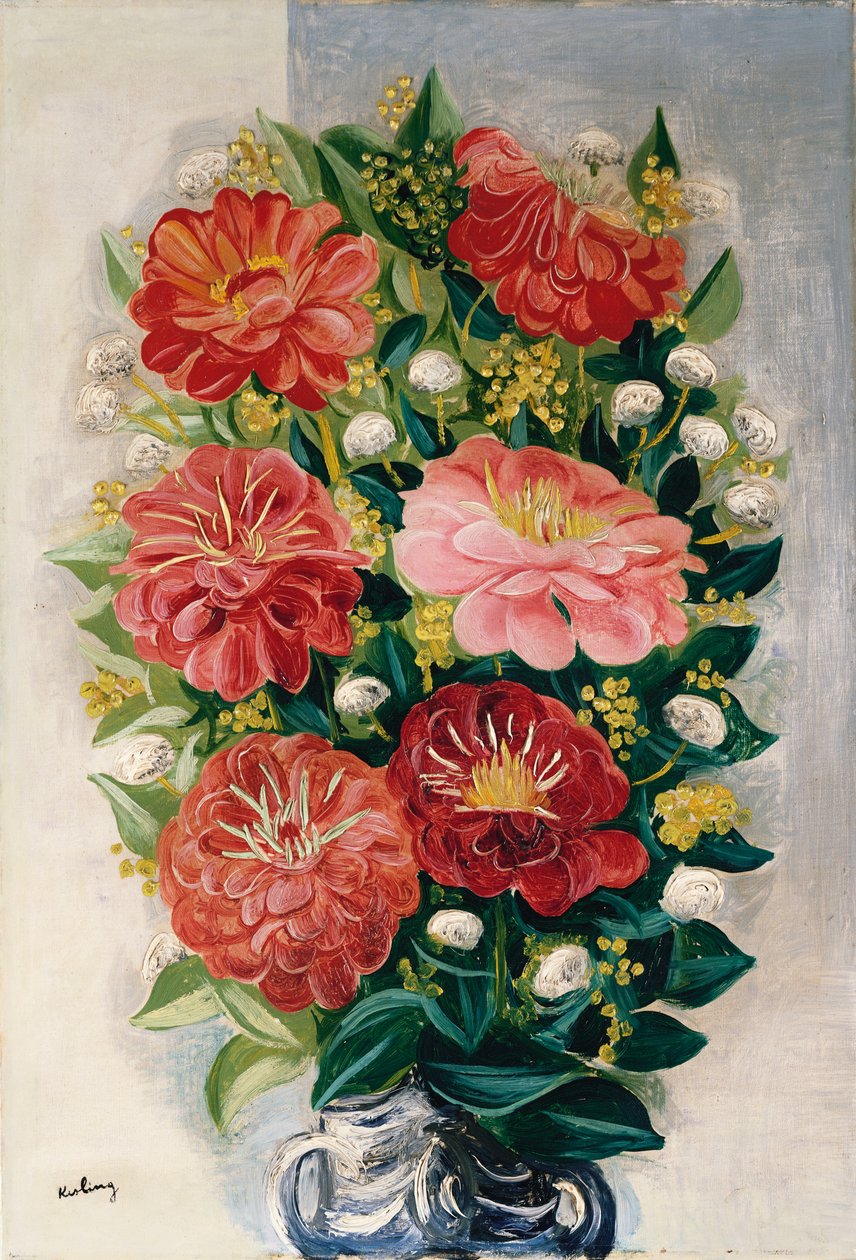 Flores en un jarrón (óleo sobre lienzo) de Moise Kisling
