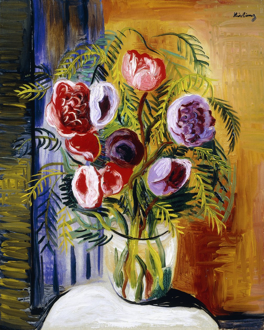 Flores en un jarrón de Moise Kisling