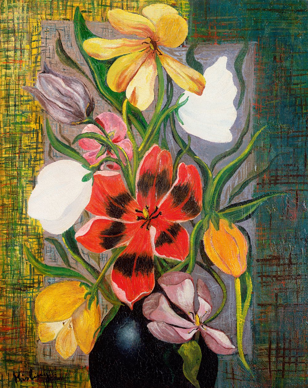 Jarrón de flores, c.1916 (óleo sobre lienzo) de Moise Kisling