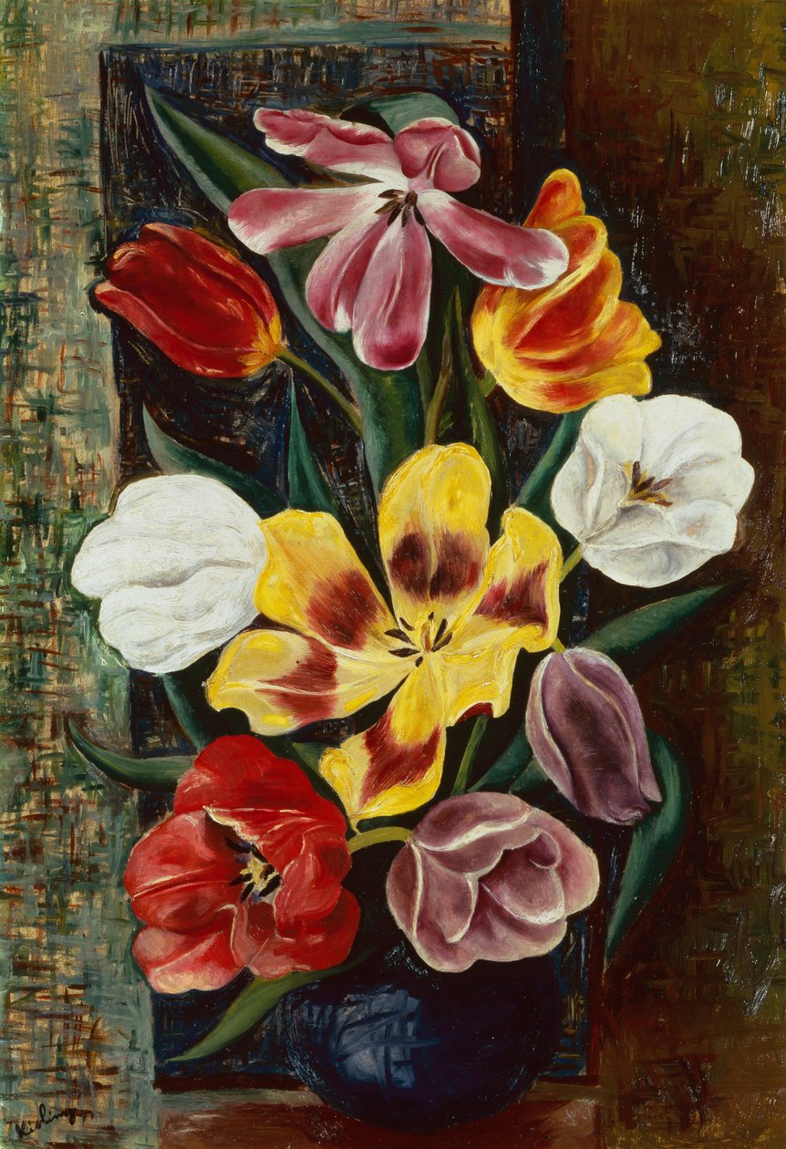 Jarrón de tulipanes (óleo sobre lienzo) de Moise Kisling