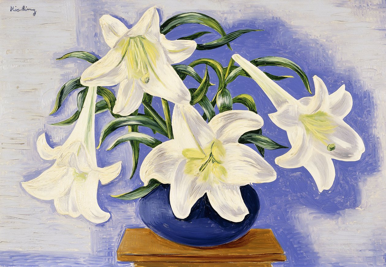 Jarrón de lirios de Moise Kisling