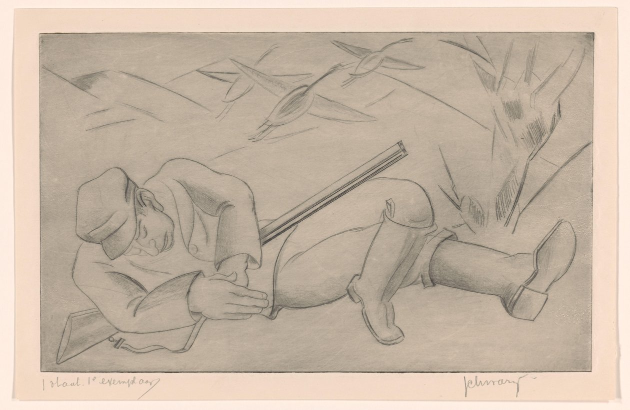 Cazador dormido de Mommie Schwarz (signed by artist)