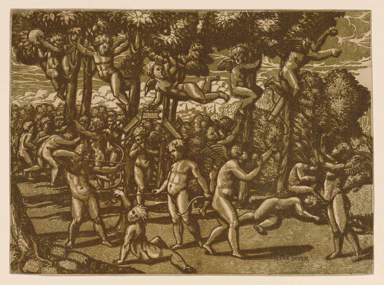Putti jugando después de Rafael, 1544 de Monogrammist NDB