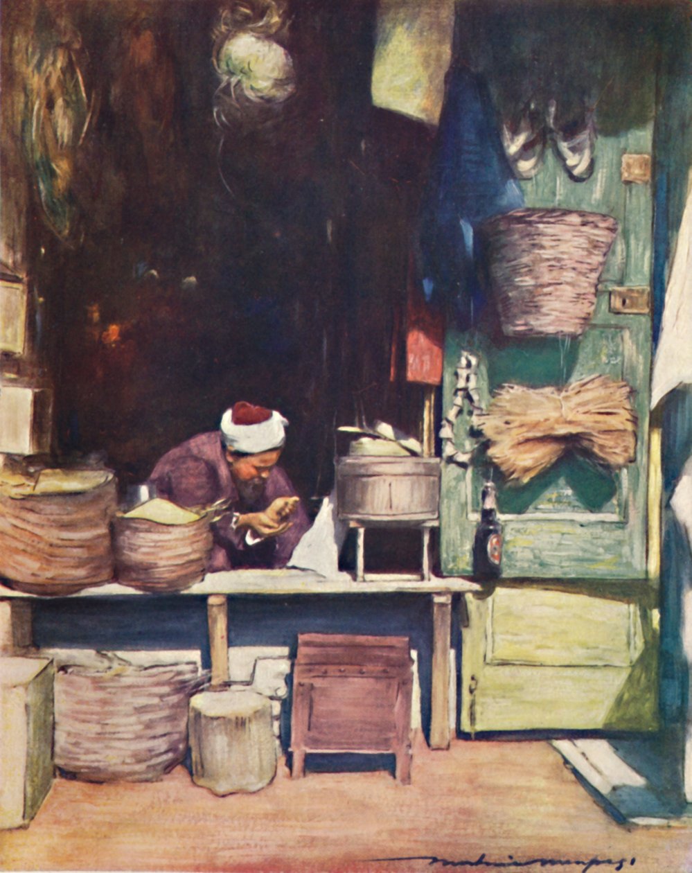 Un puesto de semillas, Delhi, 1903 de Mortimer L Menpes
