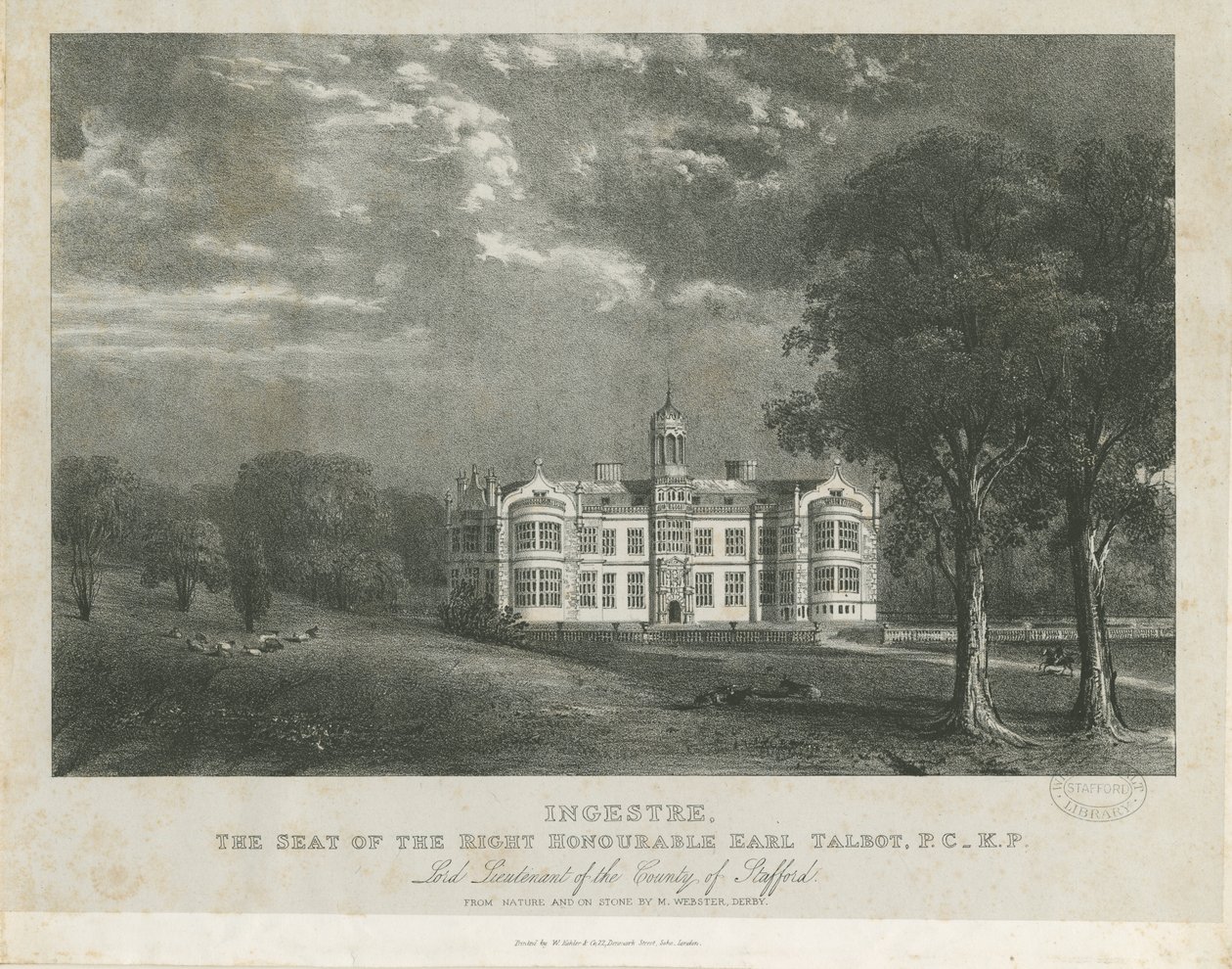 Ingestre Hall: litografía de Moses Webster