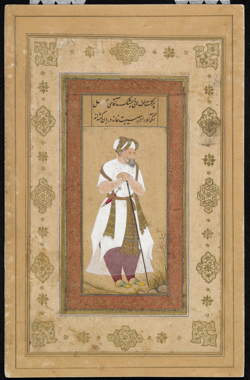 Un cortesano anciano del Álbum Salim, folio de manuscrito, c.1603 de Mughal School