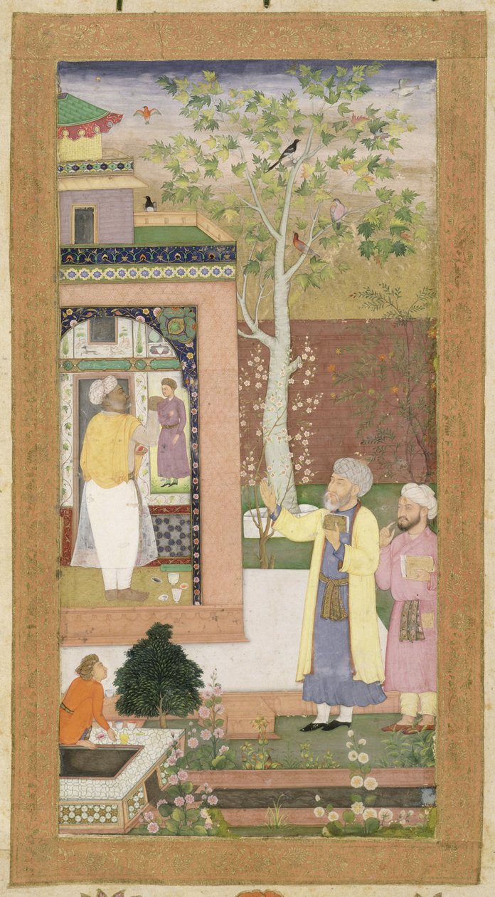 Un artista decorando el interior de un pabellón de jardín, del Álbum Pequeño Clive, c.1600 de Mughal School