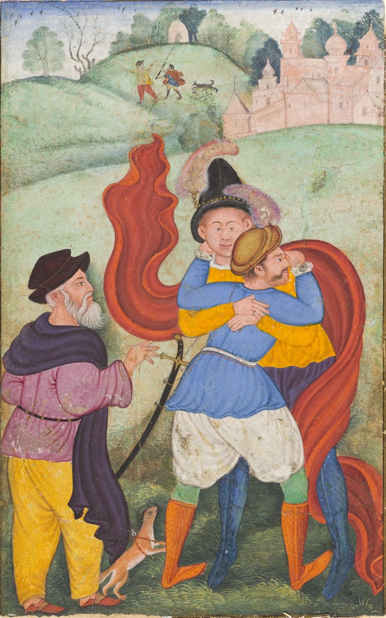 Europeos abrazándose, c.1590 de Mughal School