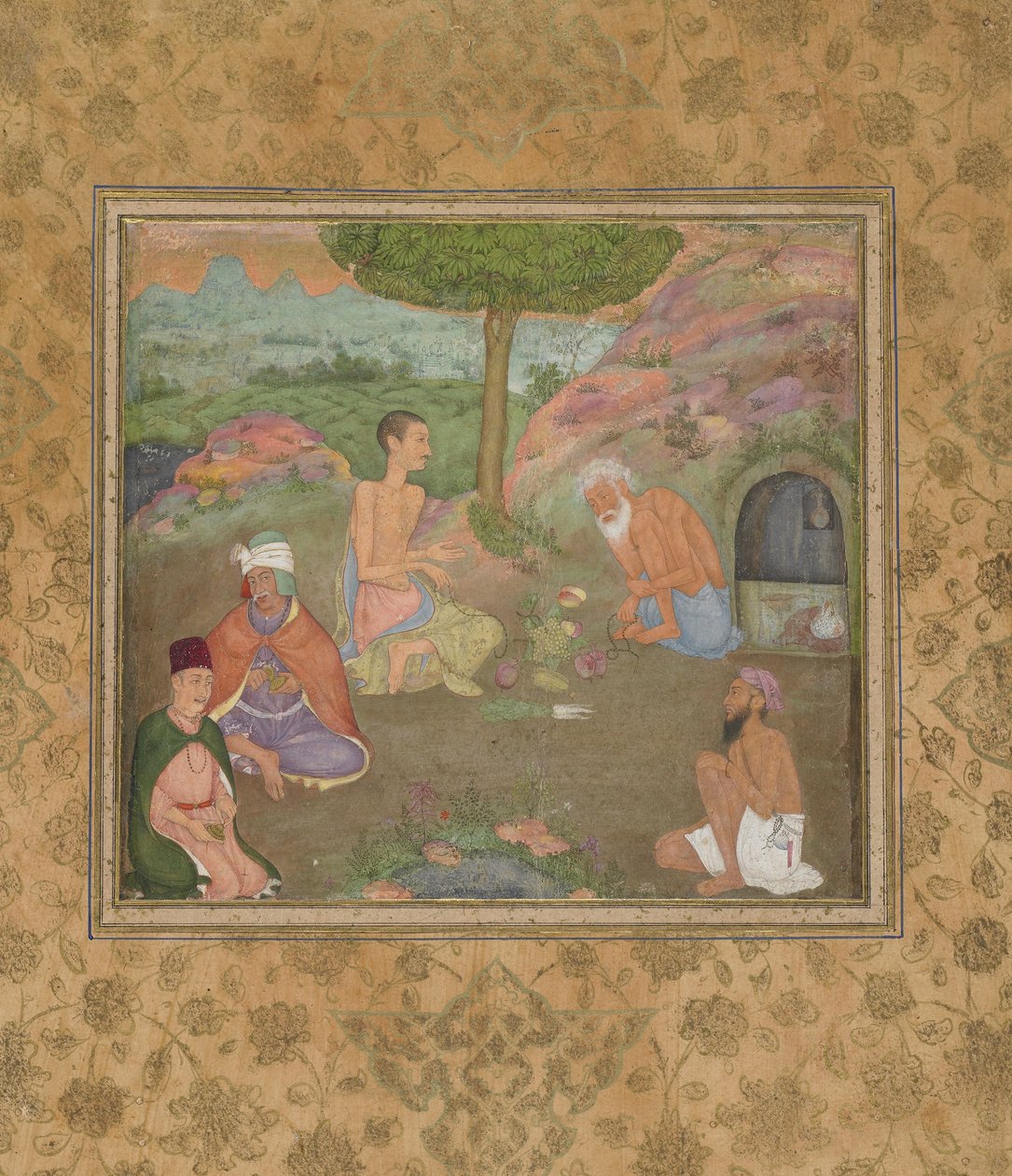 Cinco Hombres Santos, folio de manuscrito separado de Mughal School