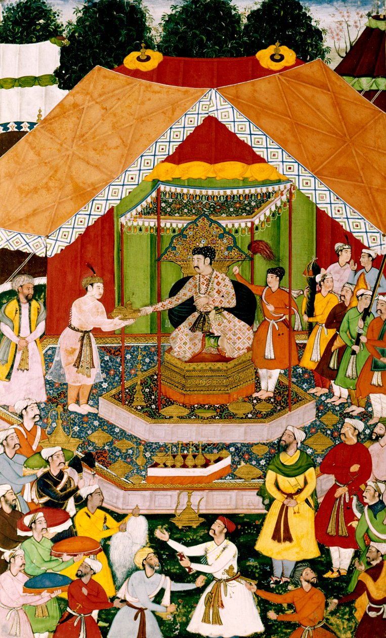 Akbar y Azim Khan en Dipalpur, c.1590-95 de Mughal School